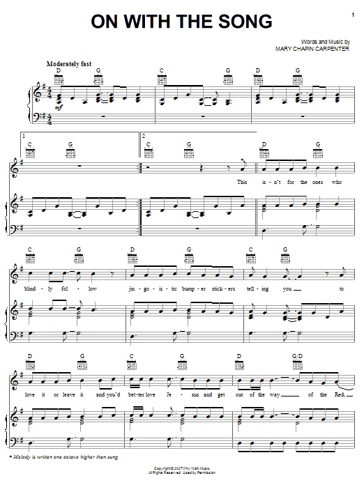 Download Mary Chapin Carpenter On With The Song Sheet Music