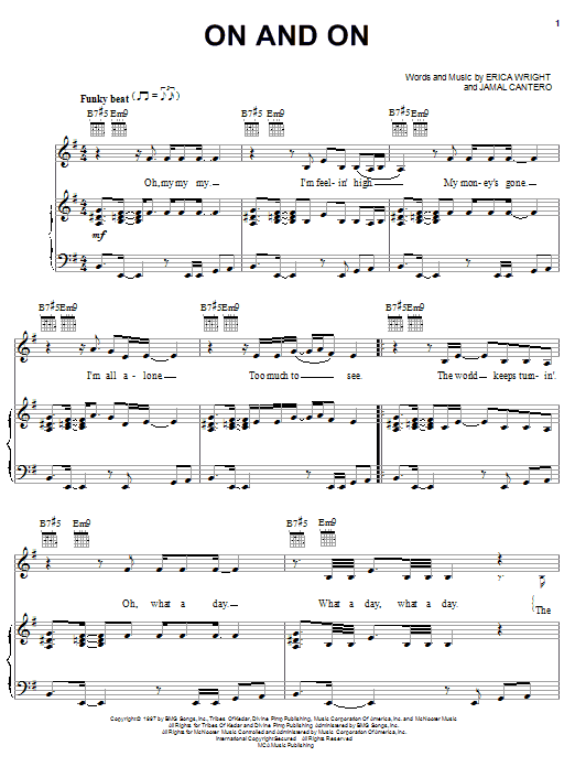 Erykah Badu On And On sheet music notes printable PDF score