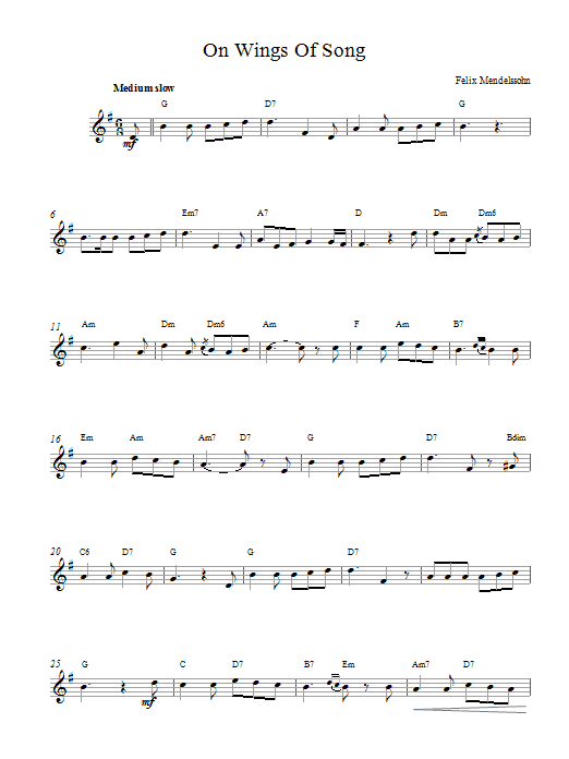 Felix Mendelssohn On Wings Of Song sheet music notes printable PDF score