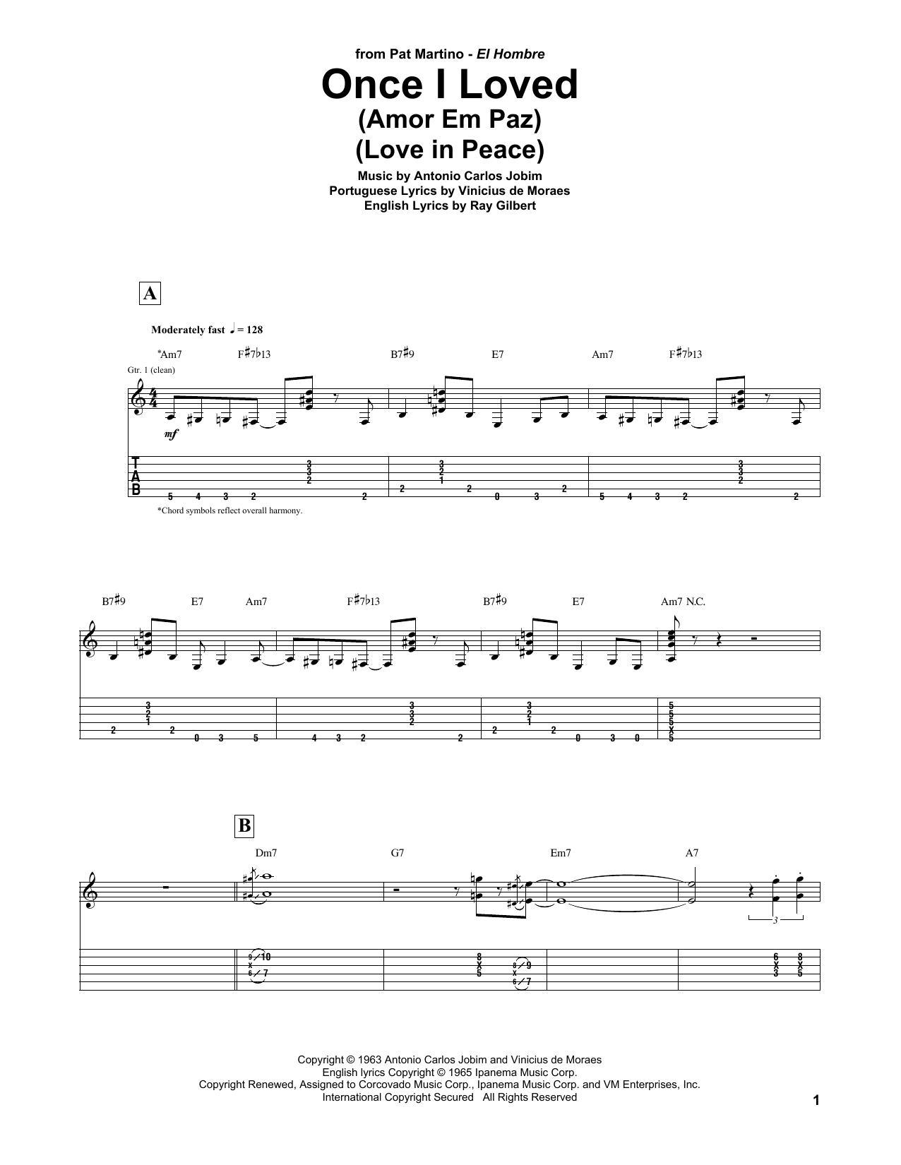 Download Pat Martino Once I Loved (Amor Em Paz) (Love In Pea Sheet Music