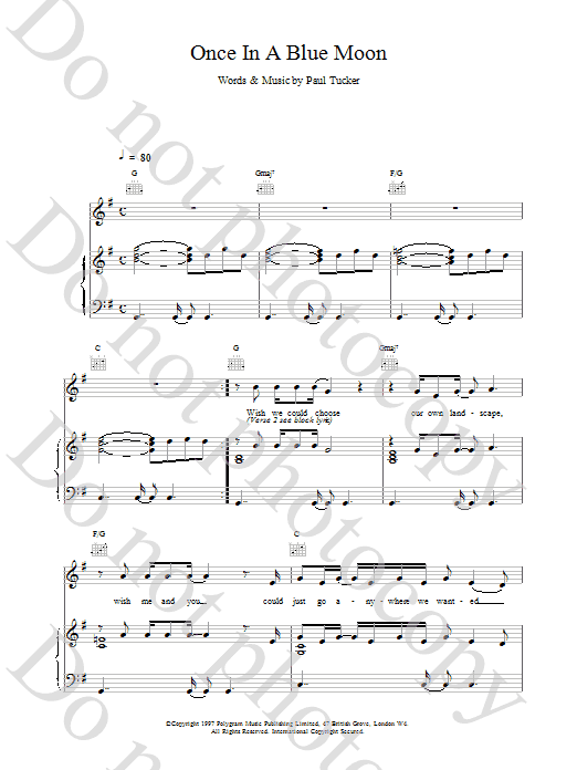 Download The Lighthouse Family Once In A Blue Moon Sheet Music