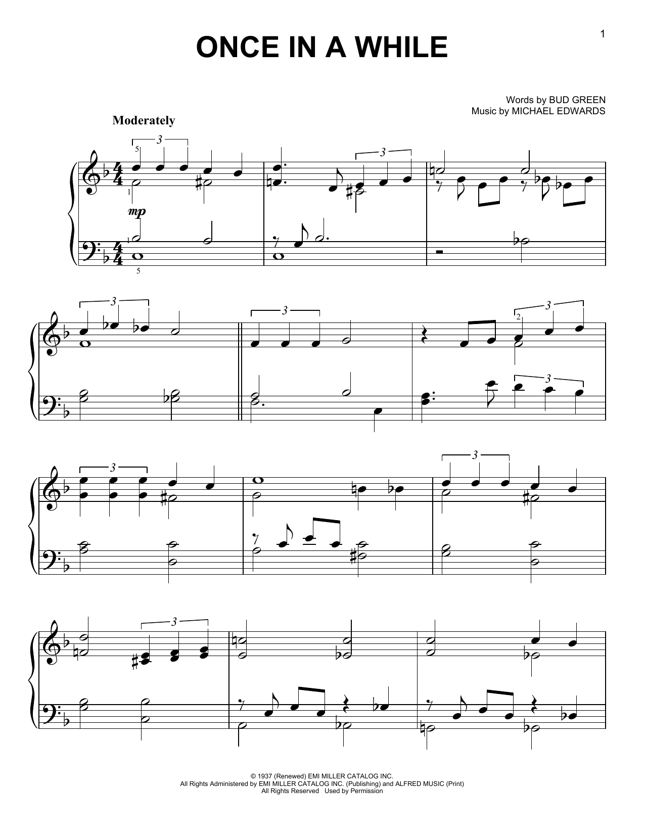 Download Michael Edwards Once In A While Sheet Music