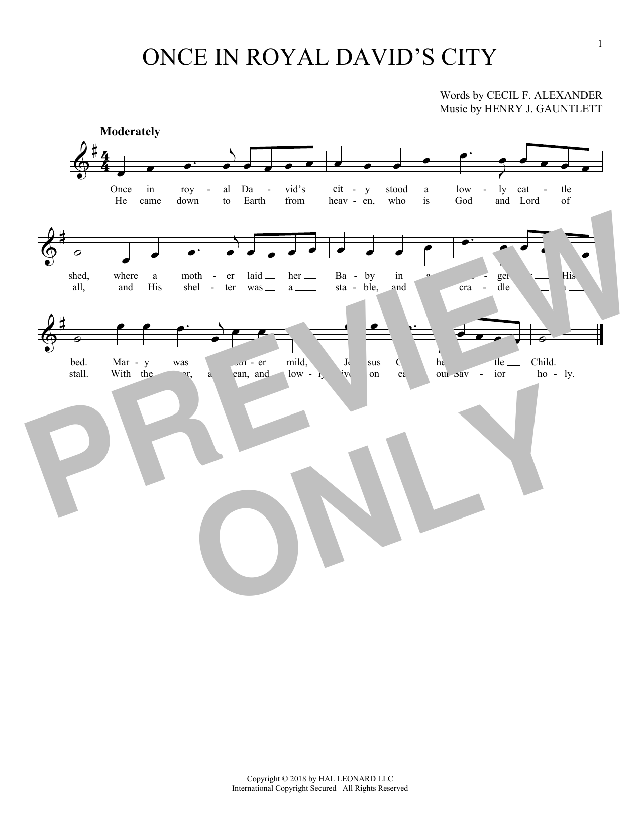 Download Cecil F. Alexander Once In Royal David's City Sheet Music
