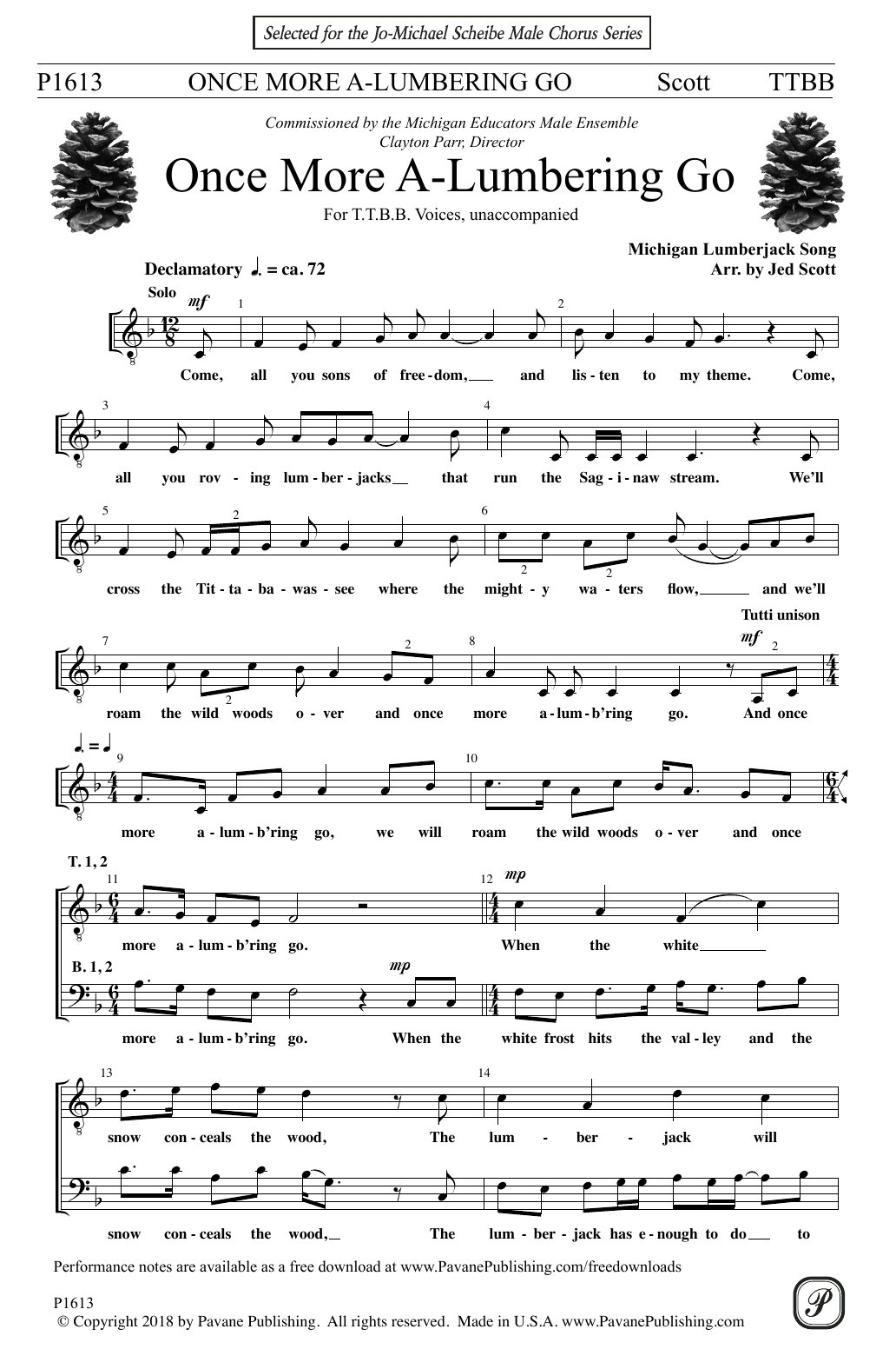 Download Jed Scott Once More A-Lumbering Go Sheet Music