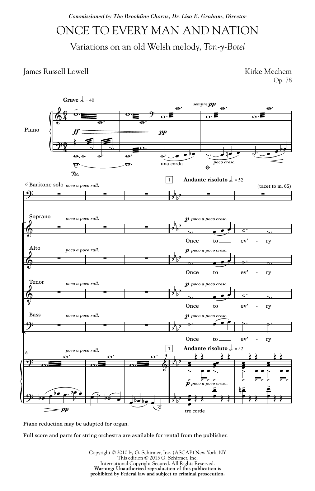 Download Kirke Mechem Once To Every Man And Nation Sheet Music