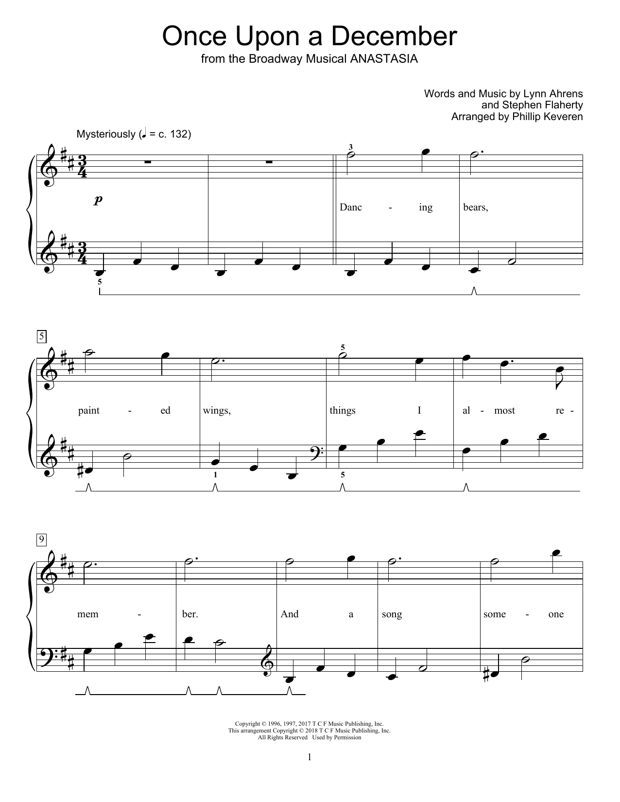 Download Stephen Flaherty Once Upon A December (from Anastasia) ( Sheet Music
