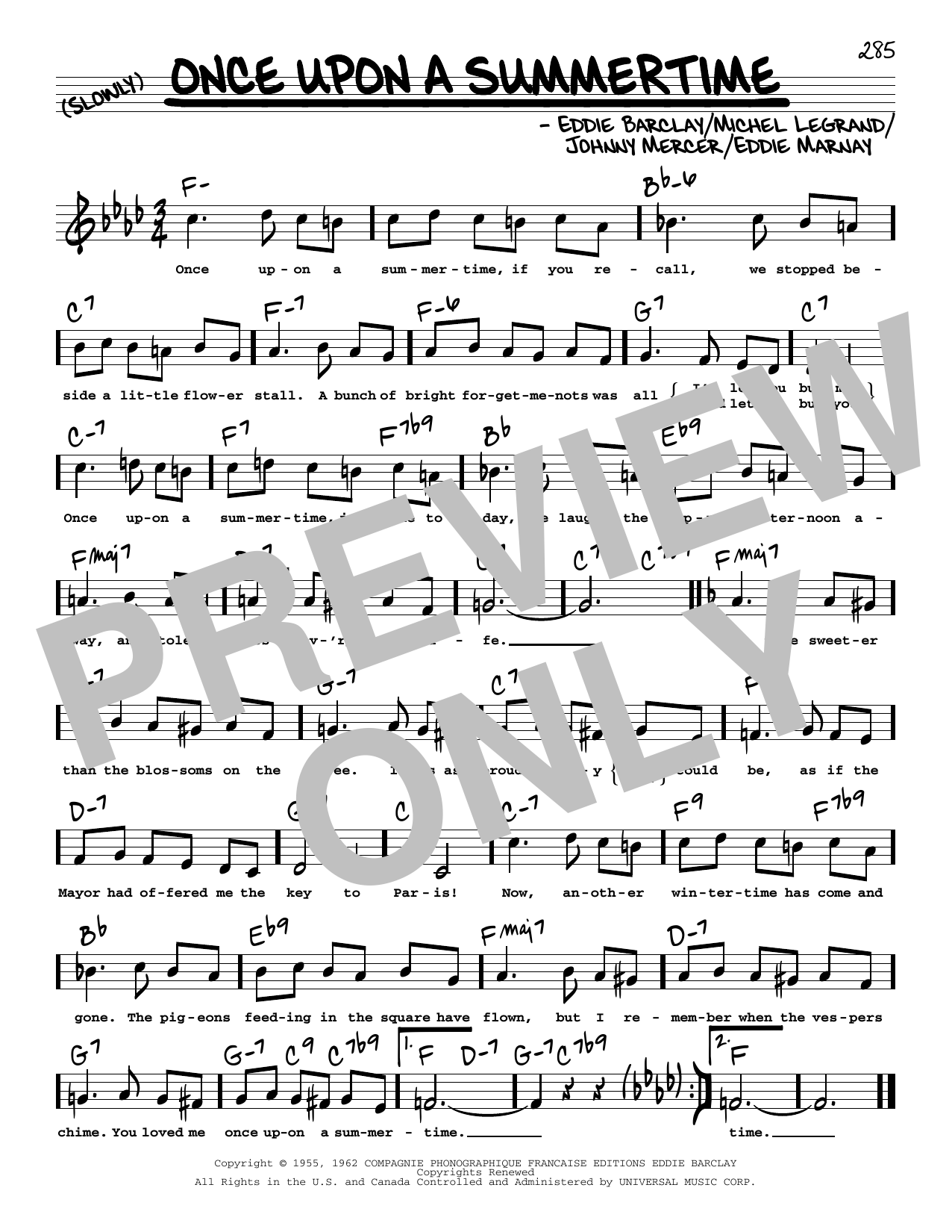 Download Tony Bennett Once Upon A Summertime (High Voice) Sheet Music