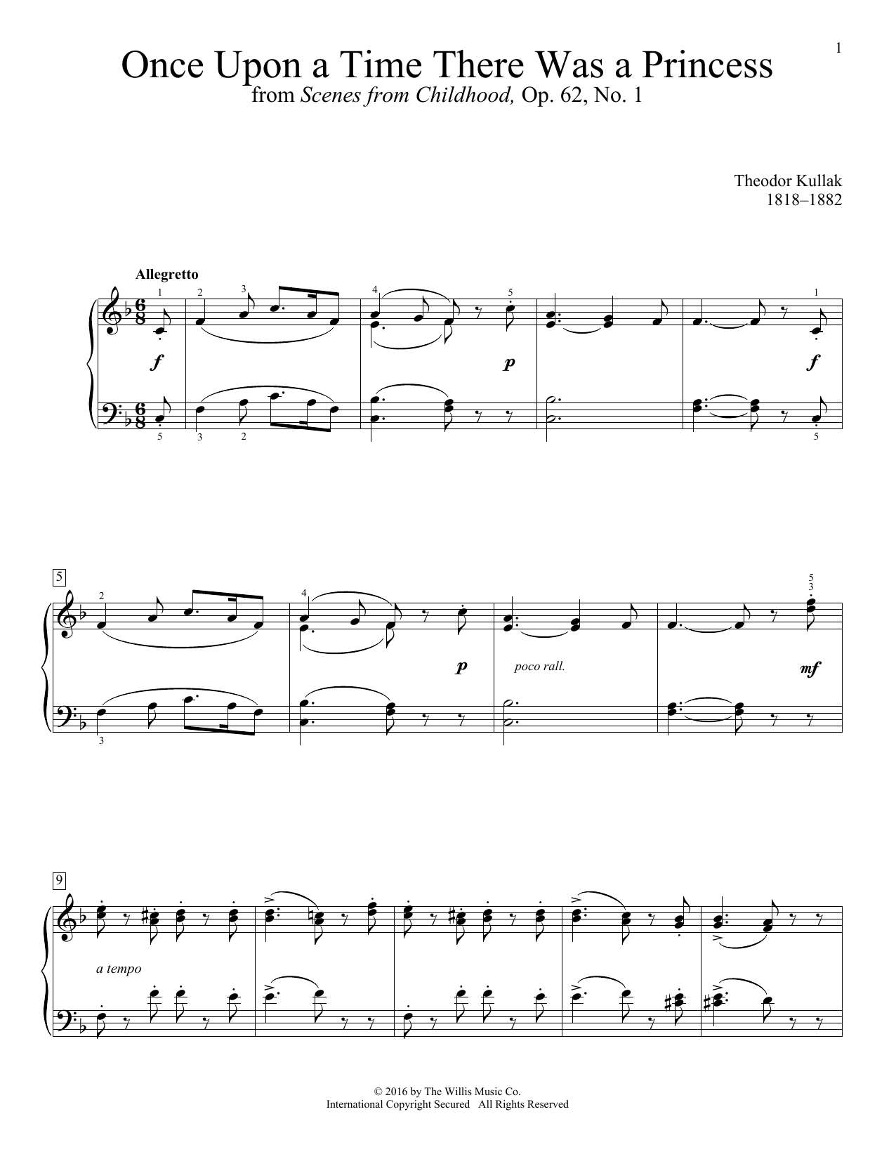 Download Theodor Kullak Once Upon A Time There Was A Princess Sheet Music