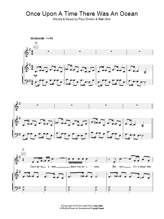Download Paul Simon Once Upon A Time There Was An Ocean Sheet Music