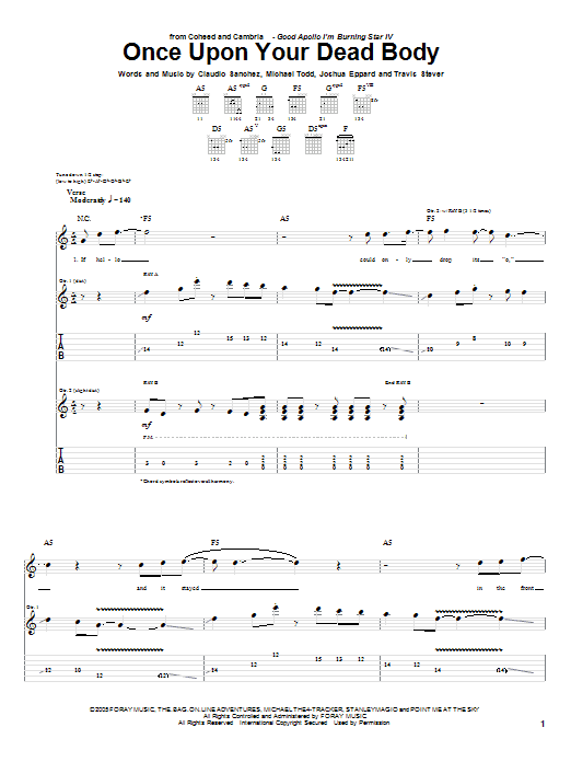 Download Coheed And Cambria Once Upon Your Dead Body Sheet Music