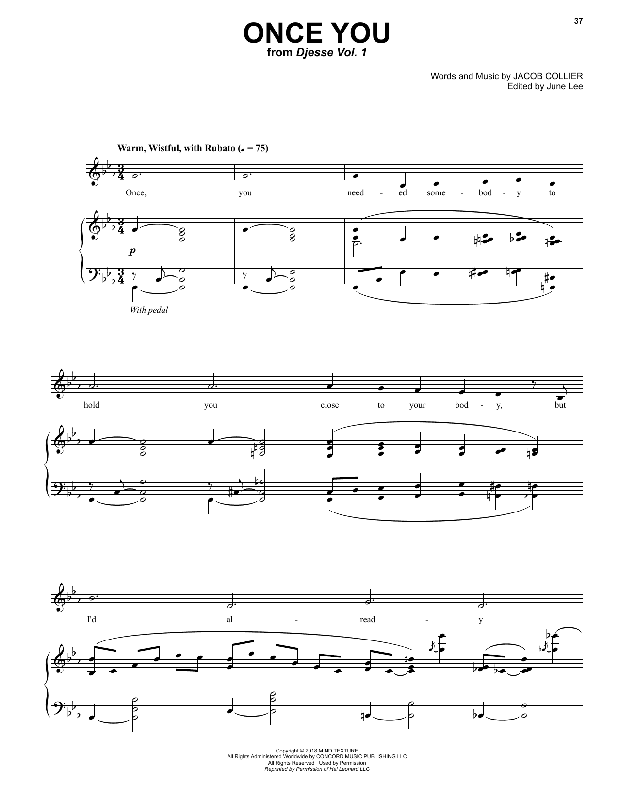 Jacob Collier Once You (feat. Suzie Collier) sheet music notes printable PDF score