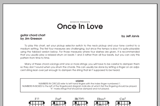 Download Jarvis Once In Love - Guitar Chord Chart Sheet Music