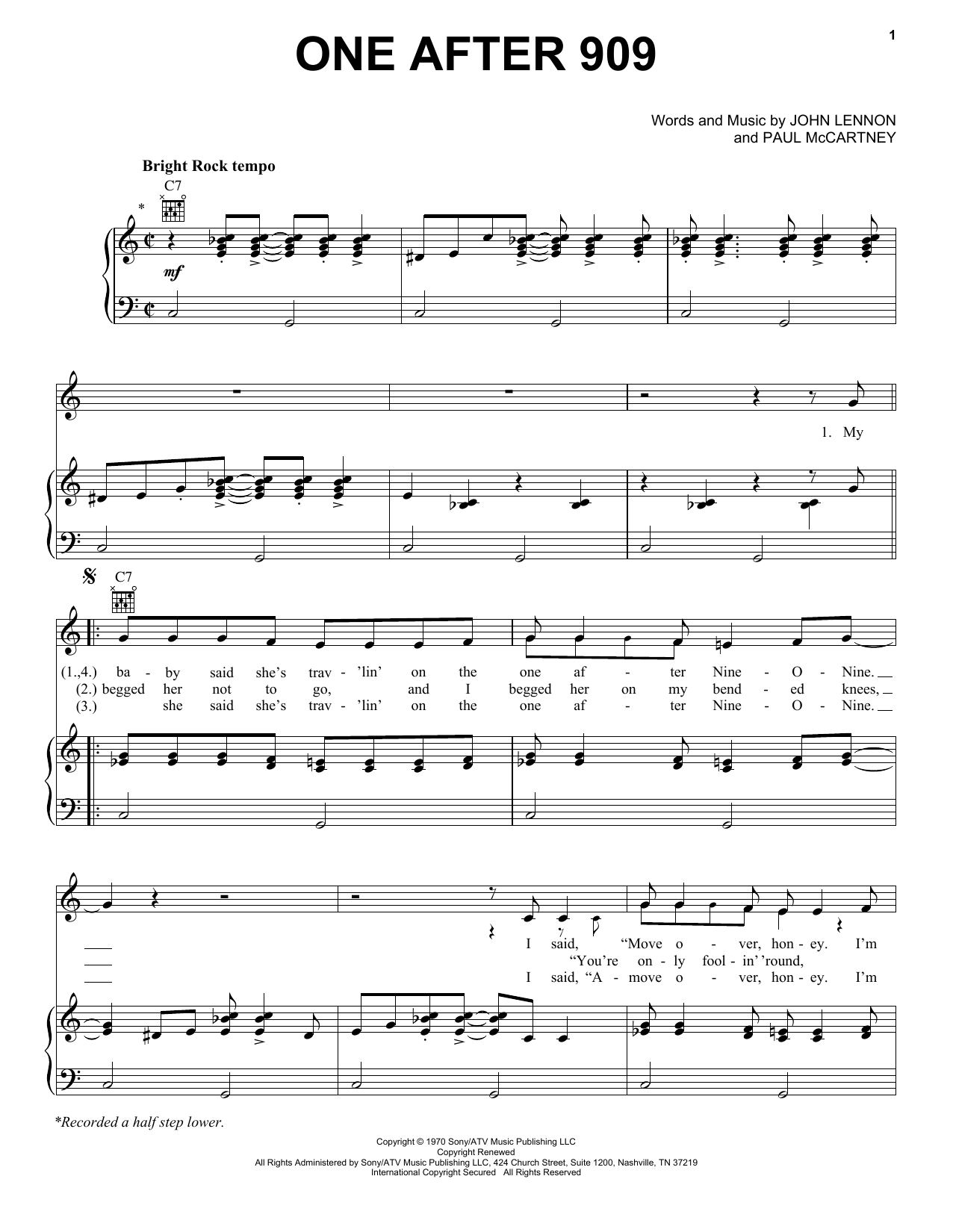 Download The Beatles One After 909 Sheet Music
