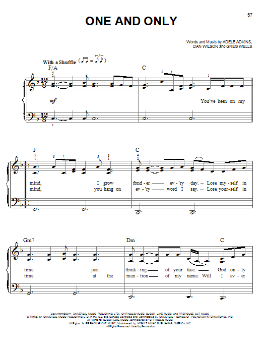 Download Adele One And Only Sheet Music