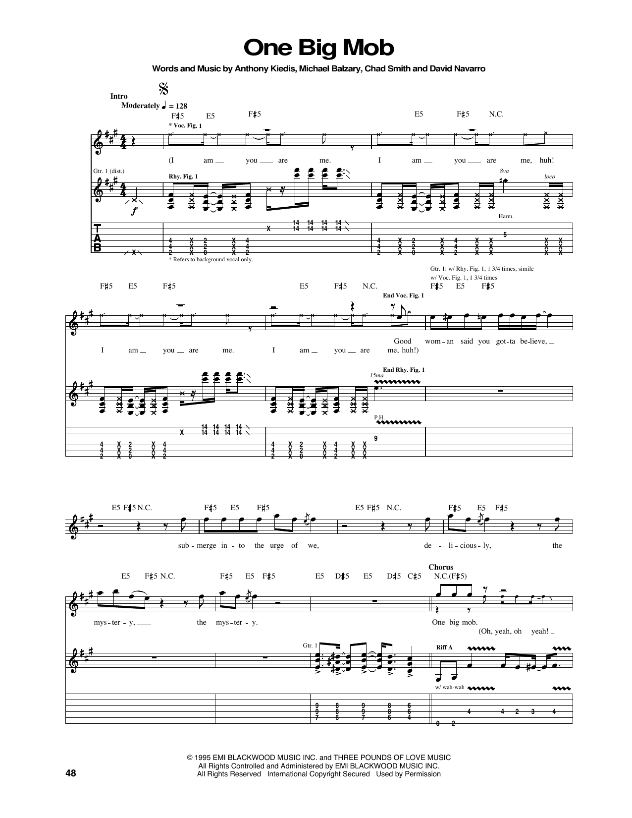 Download Red Hot Chili Peppers One Big Mob Sheet Music