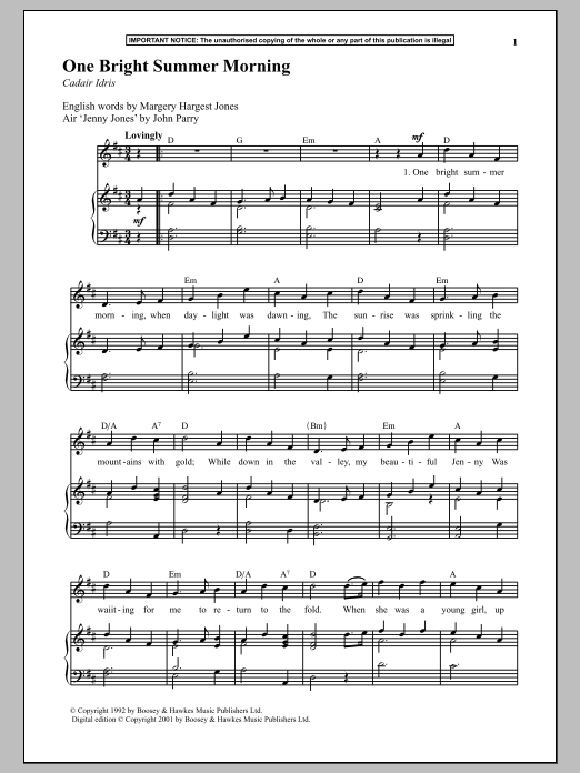 Download John Parry One Bright Summer Morning Sheet Music