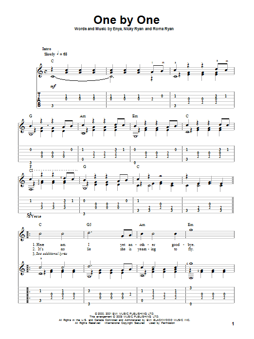Download Enya One By One Sheet Music