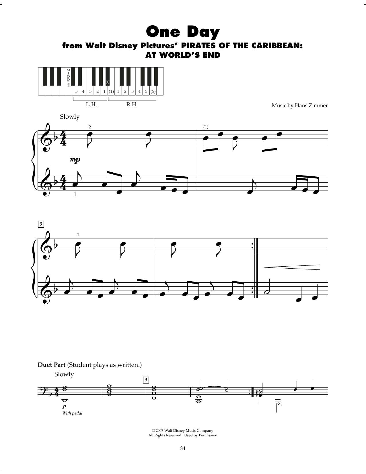 Download Hans Zimmer One Day (from Pirates Of The Caribbean: Sheet Music