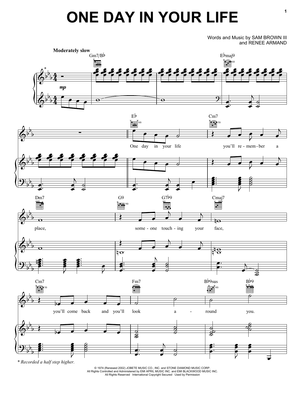 Download Michael Jackson One Day In Your Life Sheet Music