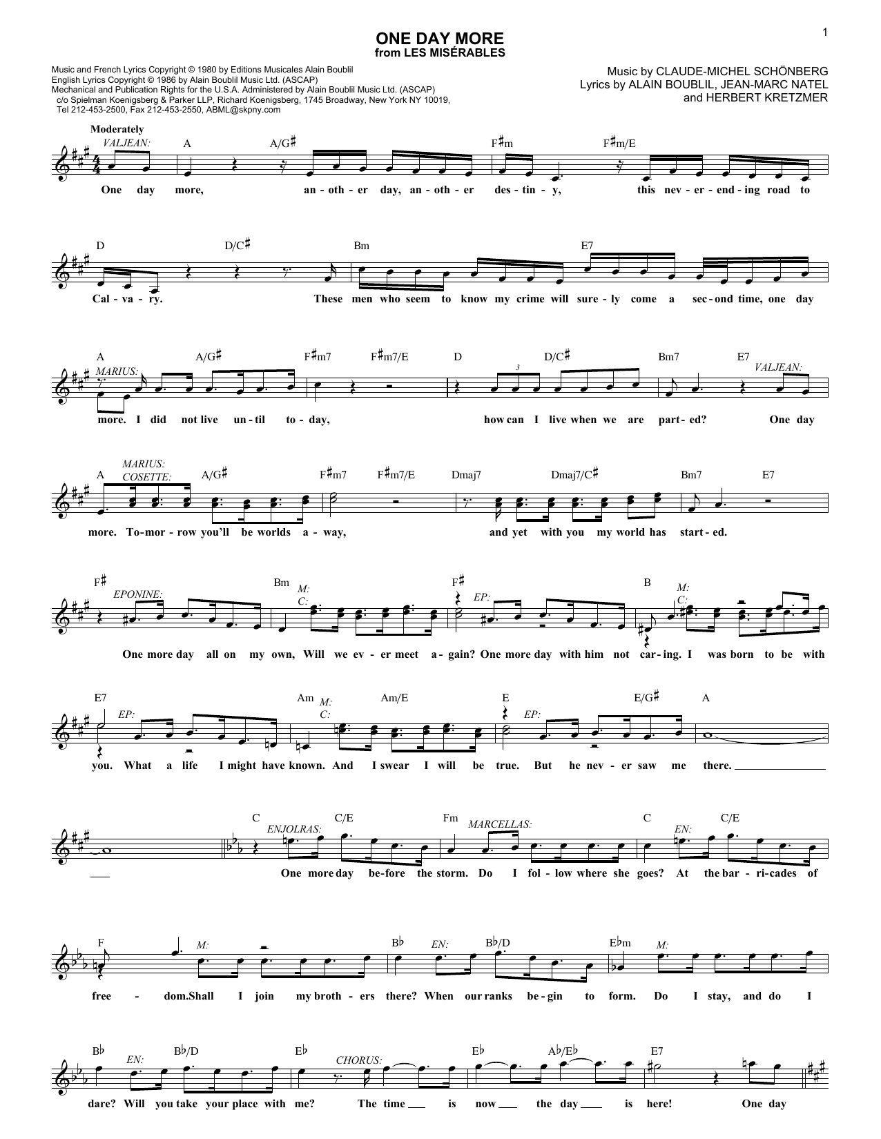 Download Alain Boublil One Day More (from Les Miserables) Sheet Music