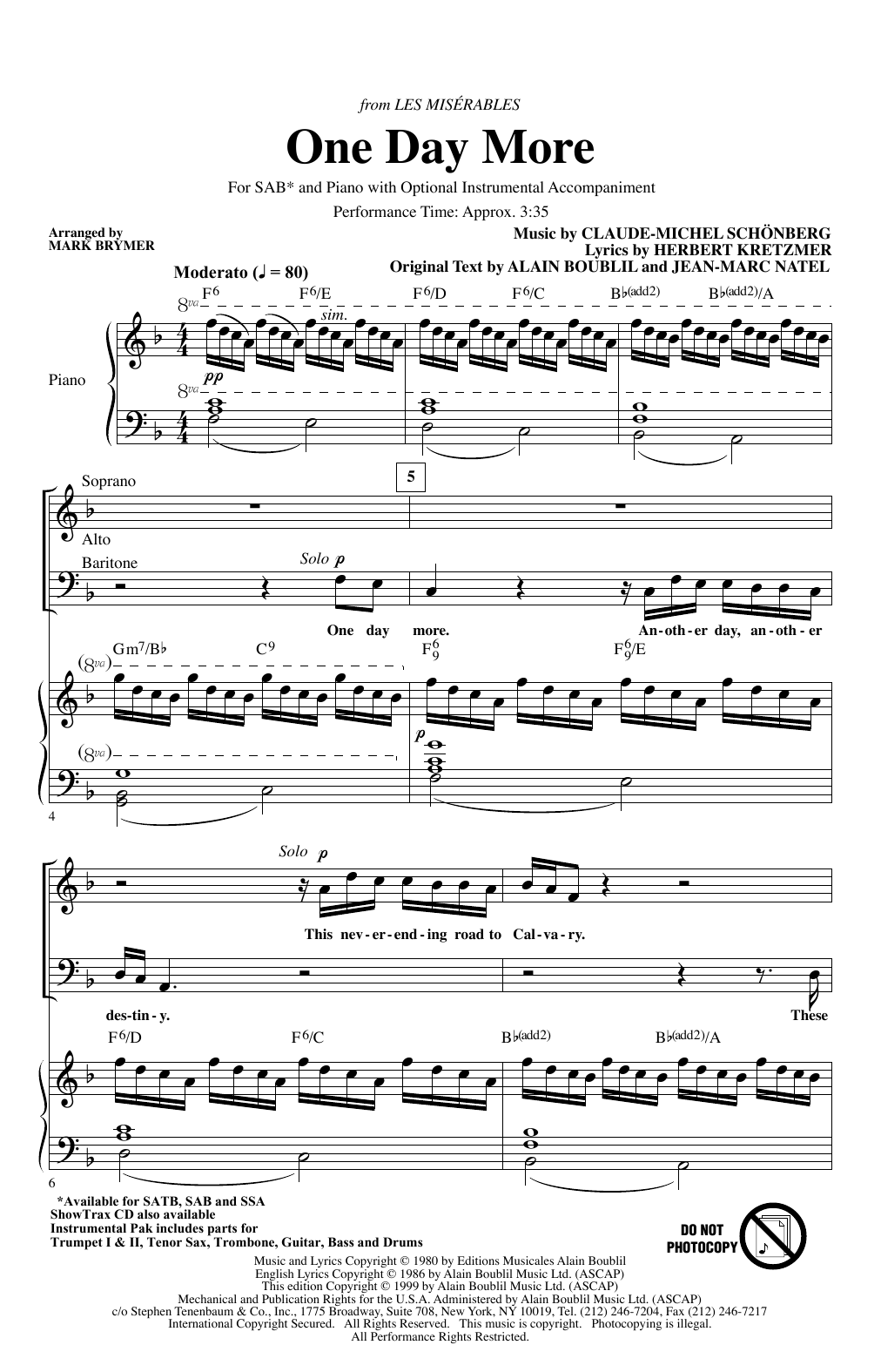 Download Boublil & Schonberg One Day More (from Les Miserables) (arr Sheet Music