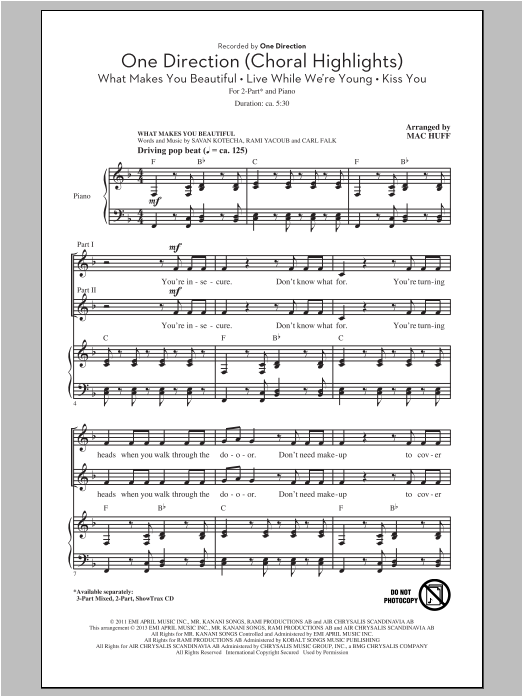 Download Mac Huff One Direction (Choral Highlights) Sheet Music