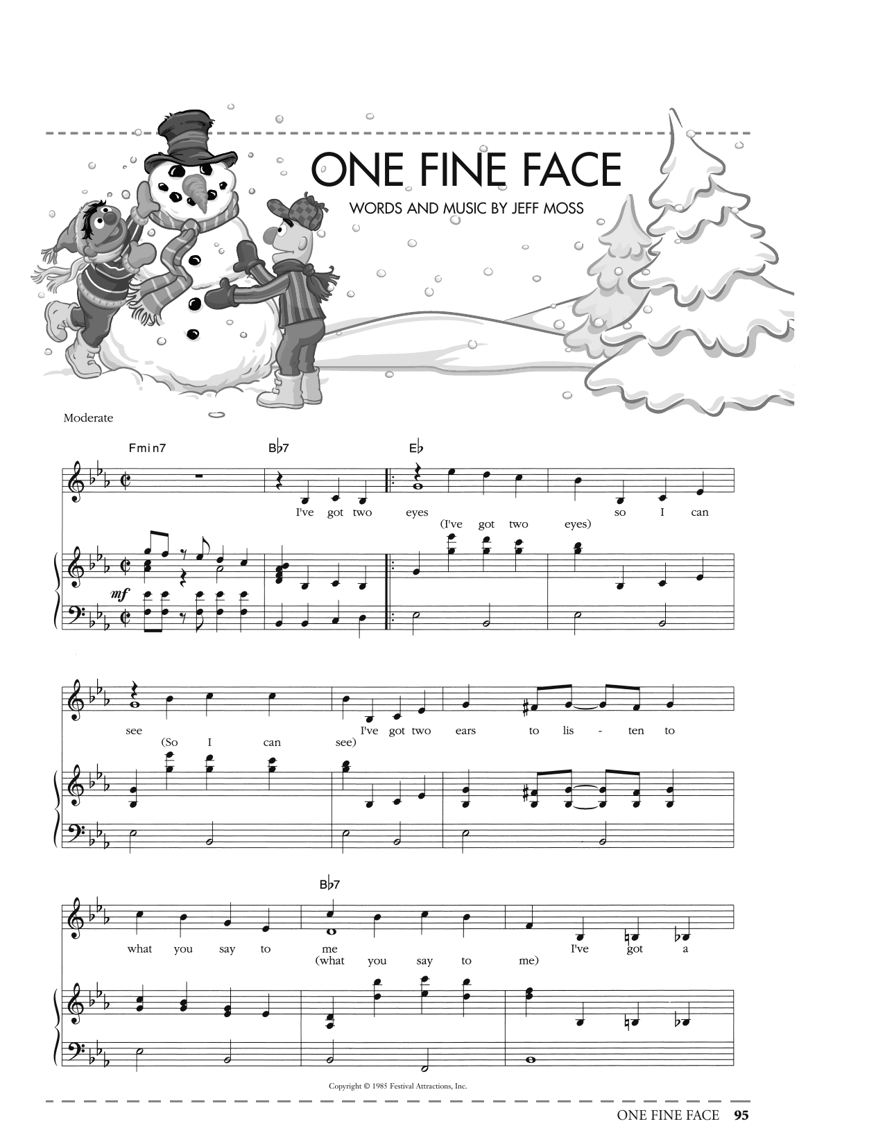 Jeff Moss One Fine Face (from Sesame Street) sheet music notes printable PDF score
