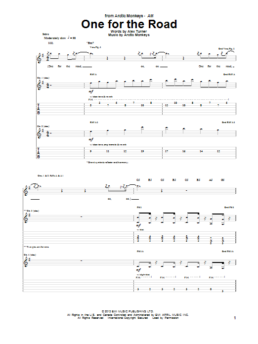 Download Arctic Monkeys One For The Road Sheet Music
