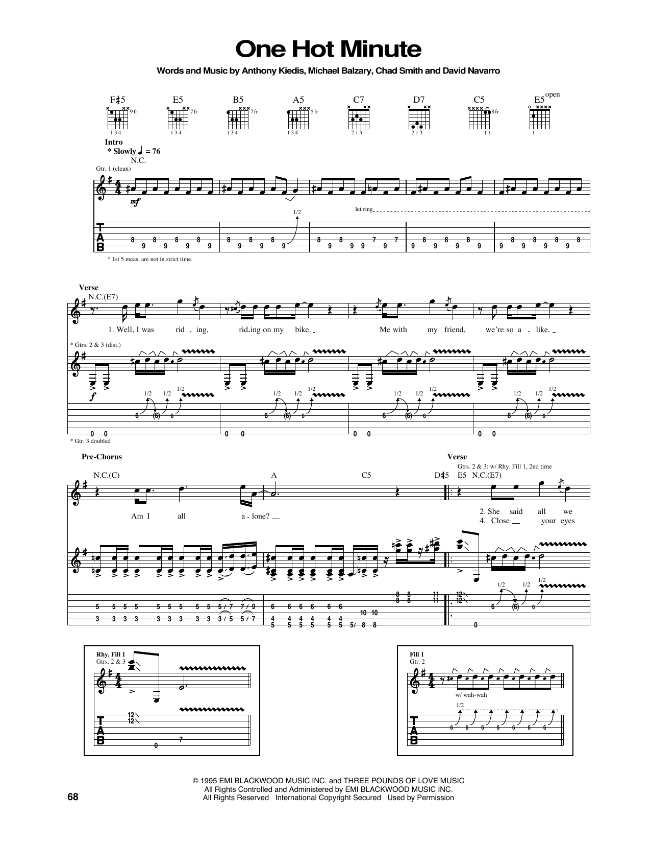 Download Red Hot Chili Peppers One Hot Minute Sheet Music