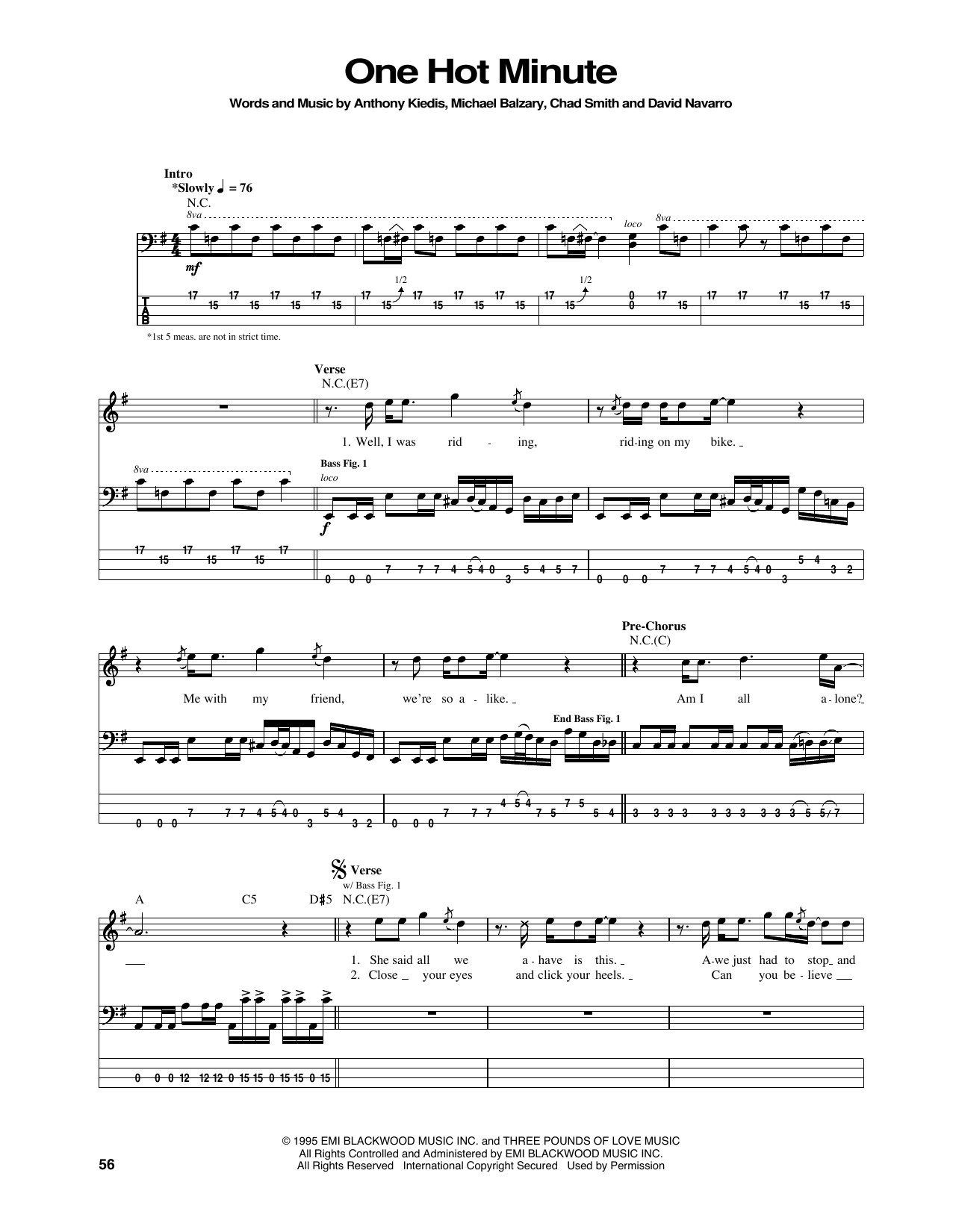 Download Red Hot Chili Peppers One Hot Minute Sheet Music