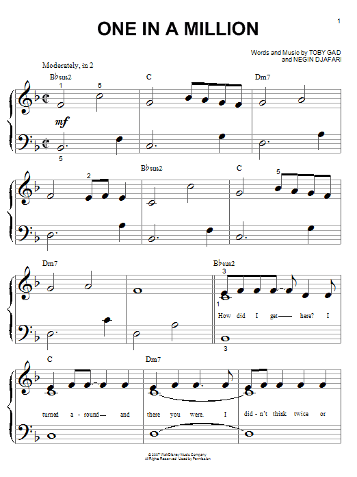 Download Hannah Montana One In A Million Sheet Music
