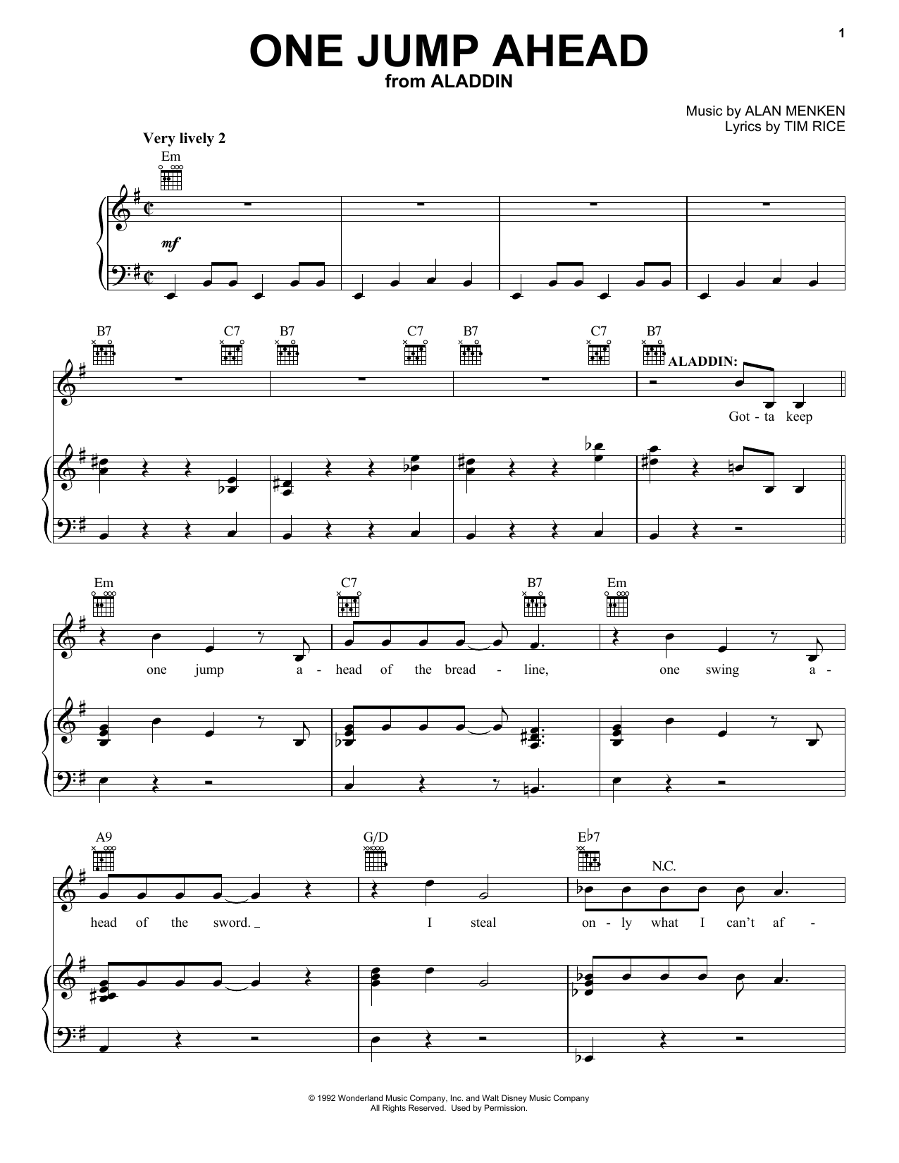 Download Alan Menken One Jump Ahead (from Aladdin) Sheet Music