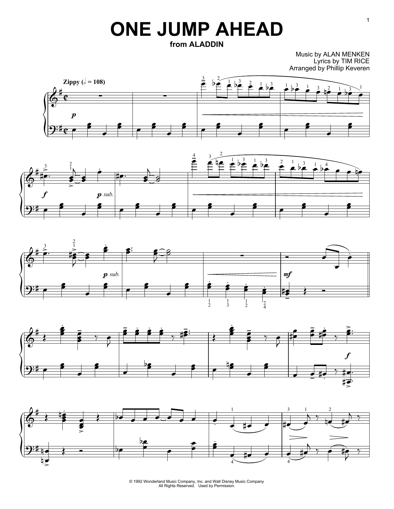 Download Alan Menken One Jump Ahead [Ragtime version] (from Sheet Music