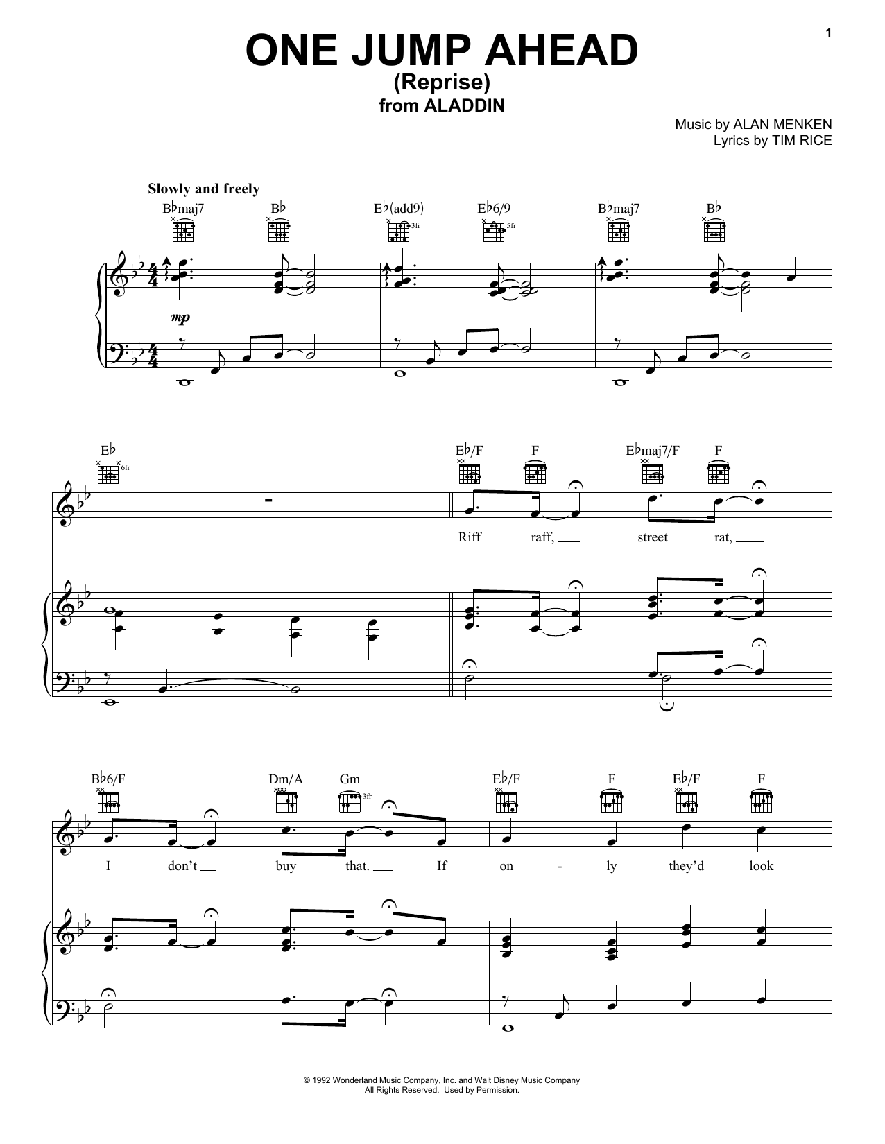 Download Alan Menken One Jump Ahead (Reprise) (from Aladdin) Sheet Music
