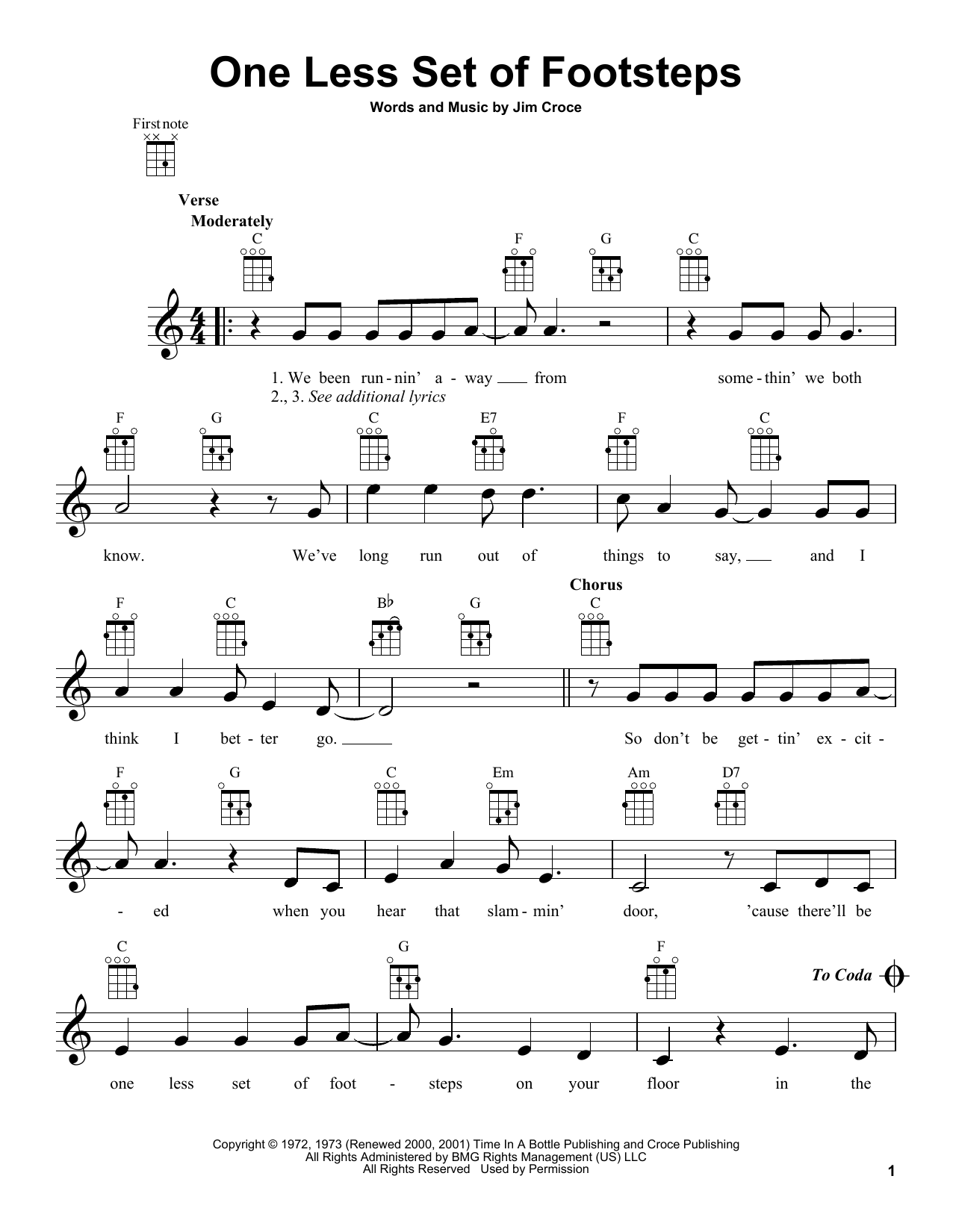 Download Jim Croce One Less Set Of Footsteps Sheet Music