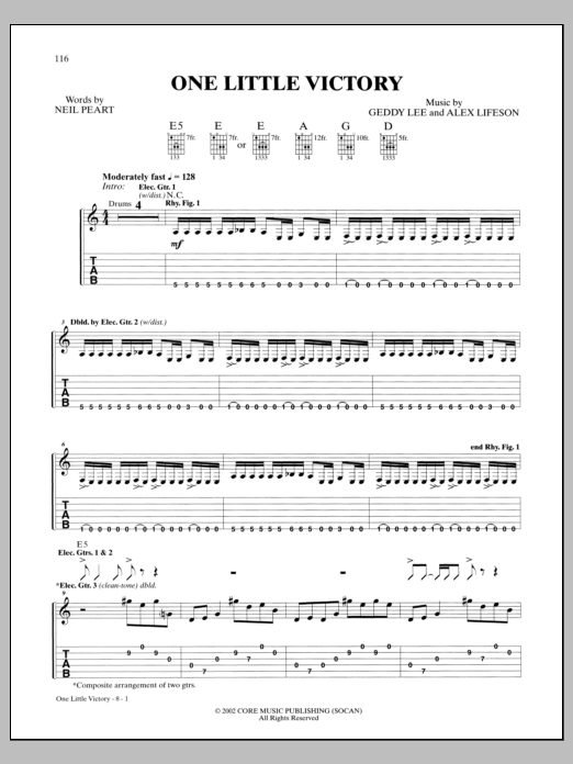 Download Rush One Little Victory Sheet Music