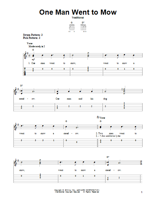 Download Traditional One Man Went To Mow Sheet Music