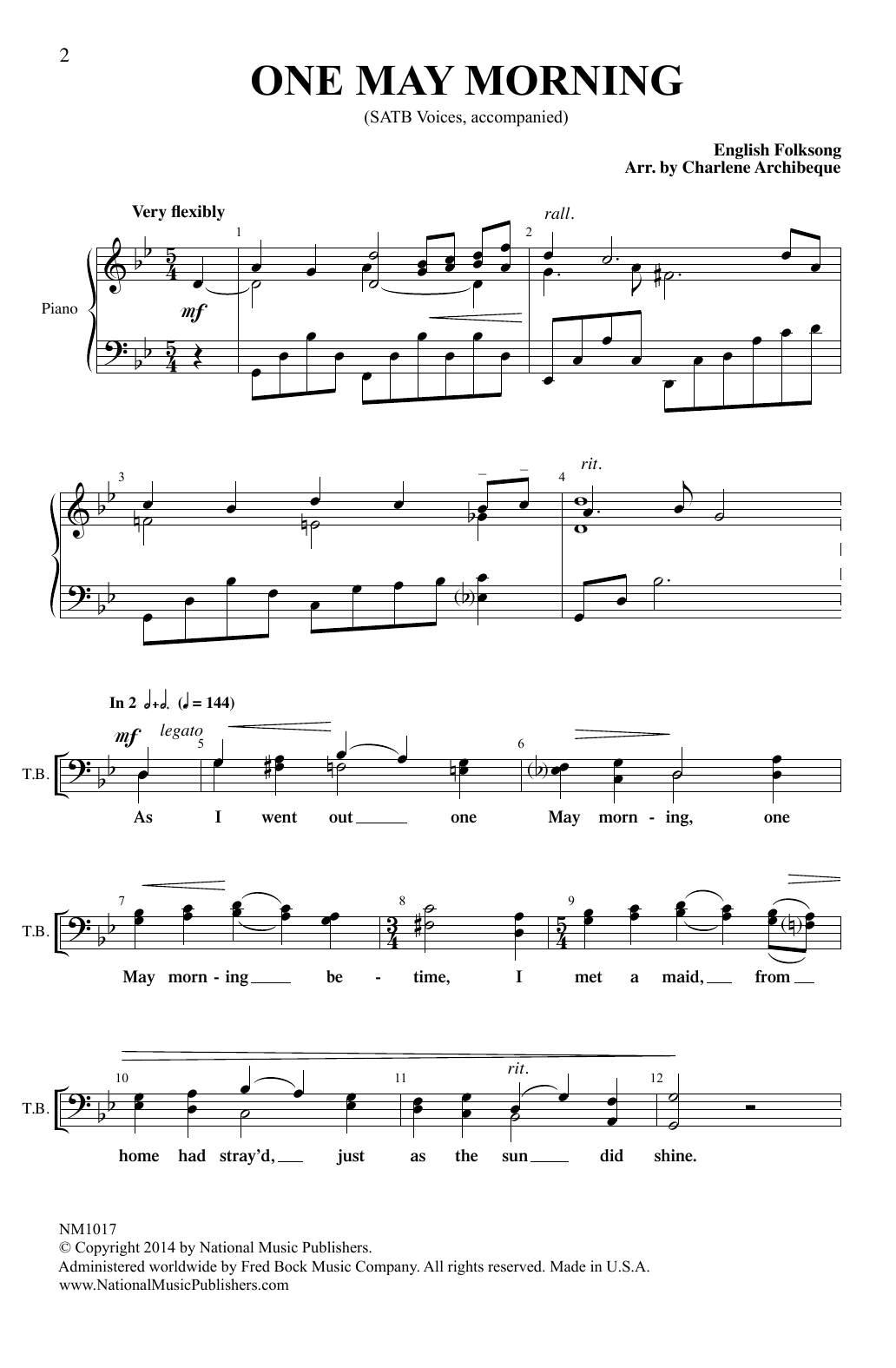Download Charlene Archibeque One May Morning Sheet Music