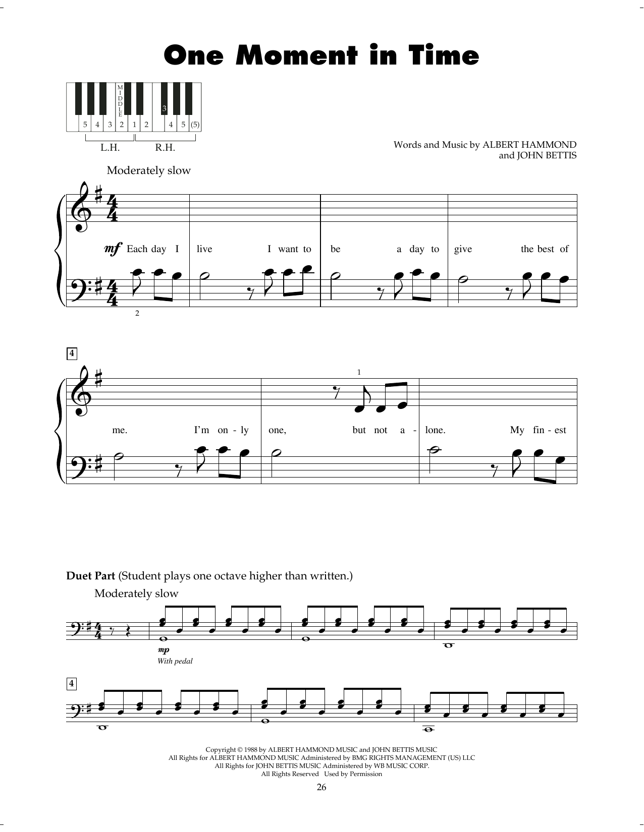 Whitney Houston One Moment In Time sheet music notes printable PDF score