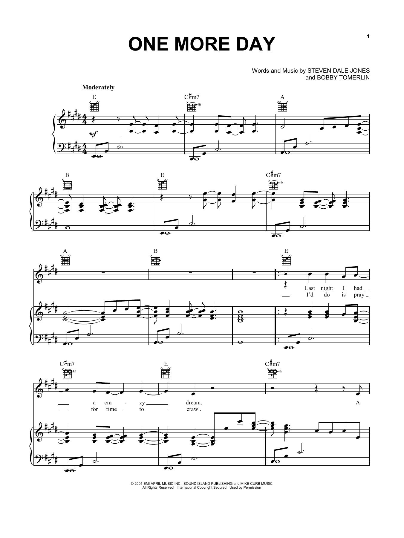 Download Diamond Rio One More Day (With You) Sheet Music
