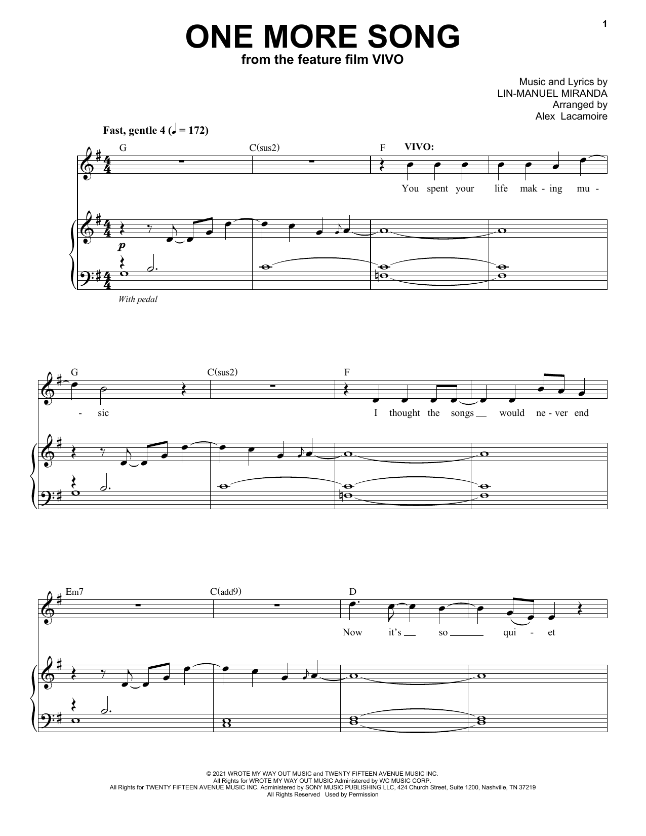 Download Lin-Manuel Miranda One More Song (from Vivo) Sheet Music