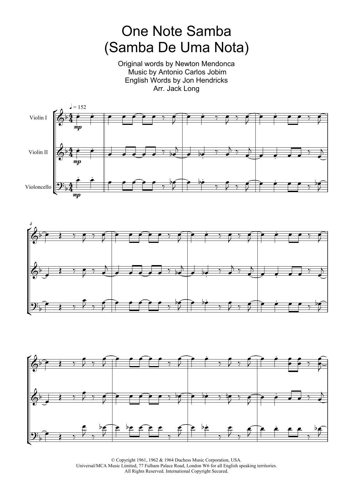 Download Antonio Carlos Jobim One Note Samba (Samba De Uma Nota) Sheet Music