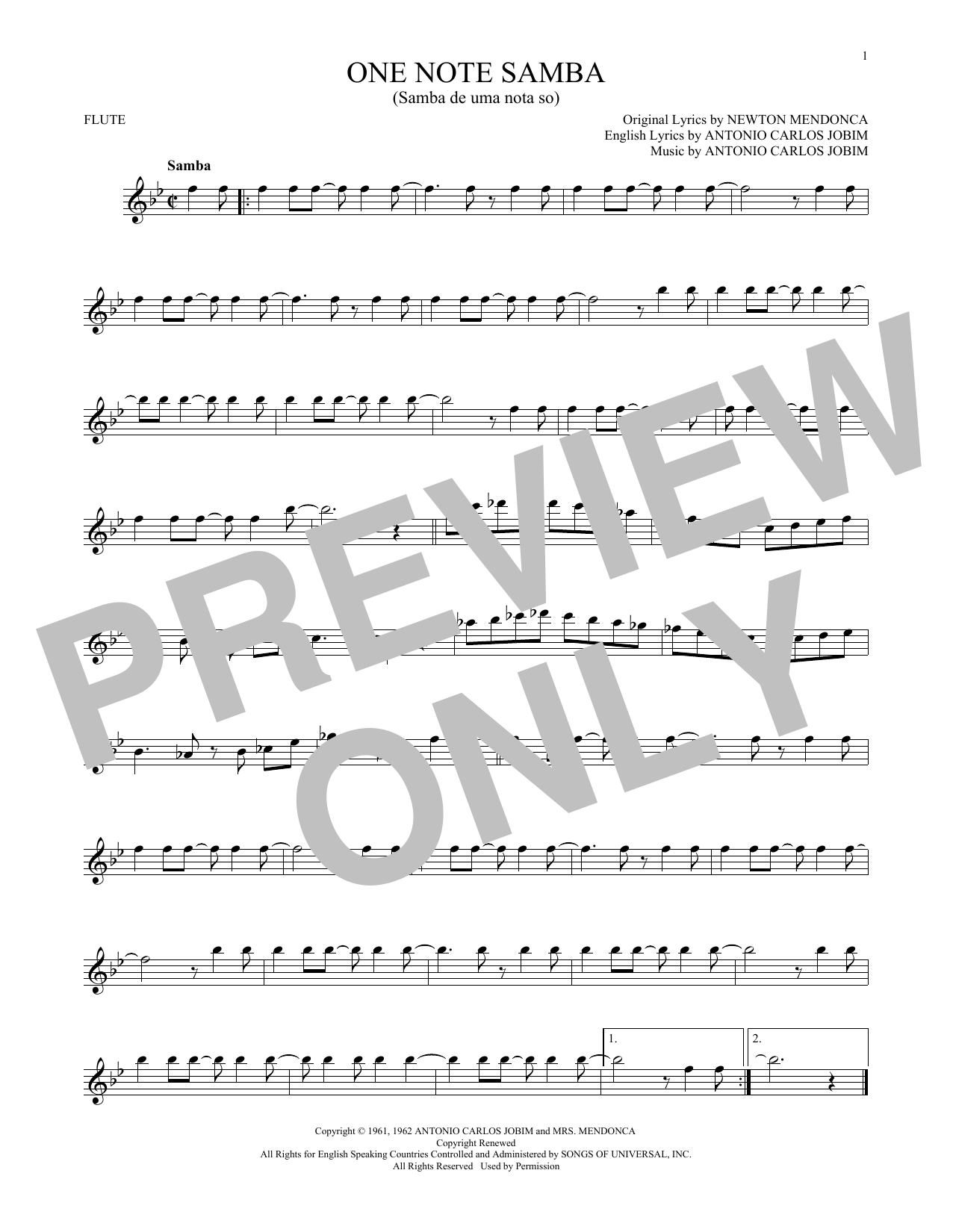Download Antonio Carlos Jobim One Note Samba (Samba De Uma Nota So) Sheet Music