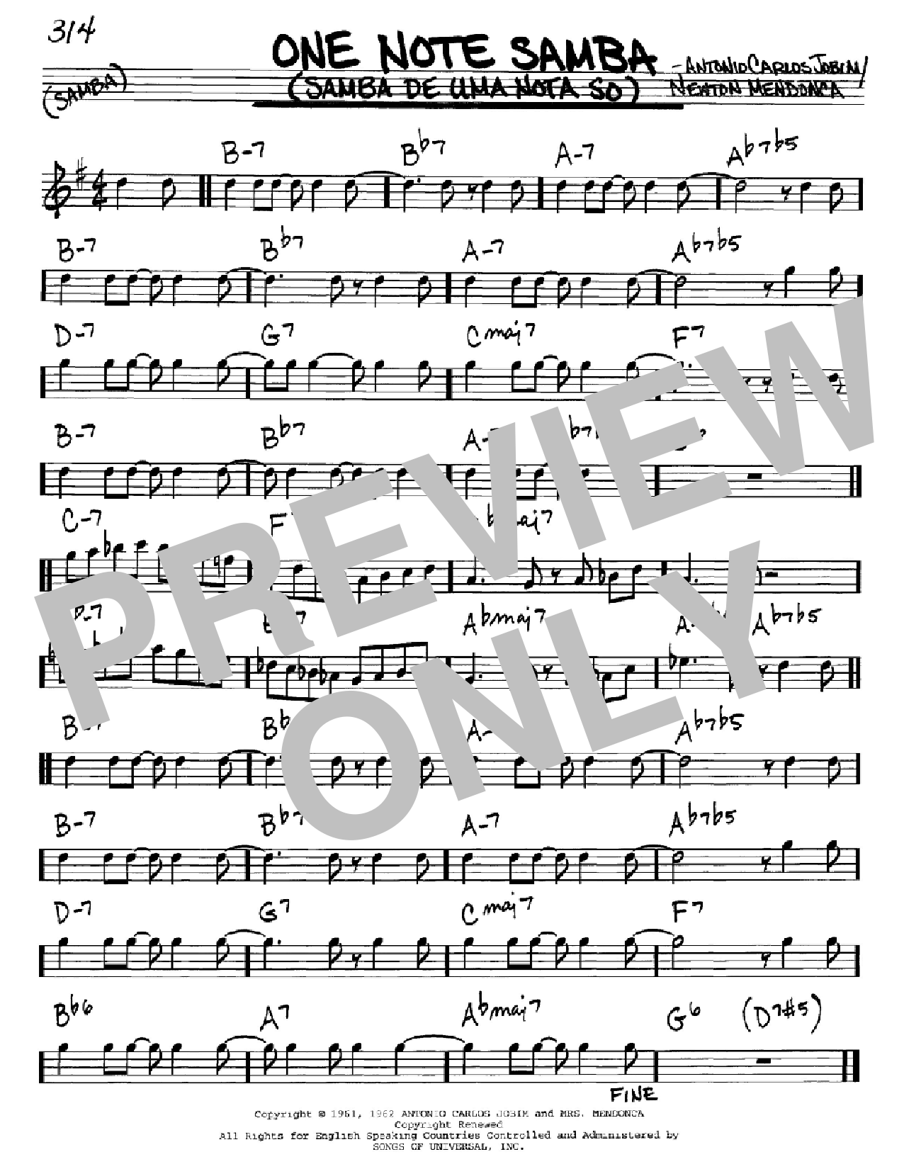 Download Antonio Carlos Jobim One Note Samba (Samba De Uma Nota So) Sheet Music