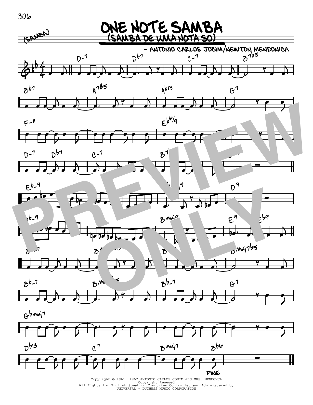 Download Antonio Carlos Jobim One Note Samba (Samba De Uma Nota So) [ Sheet Music