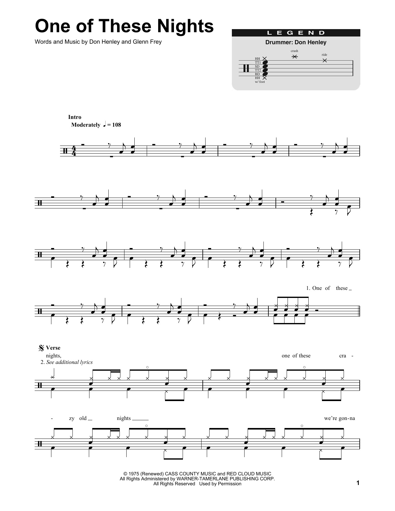 Download Eagles One Of These Nights Sheet Music
