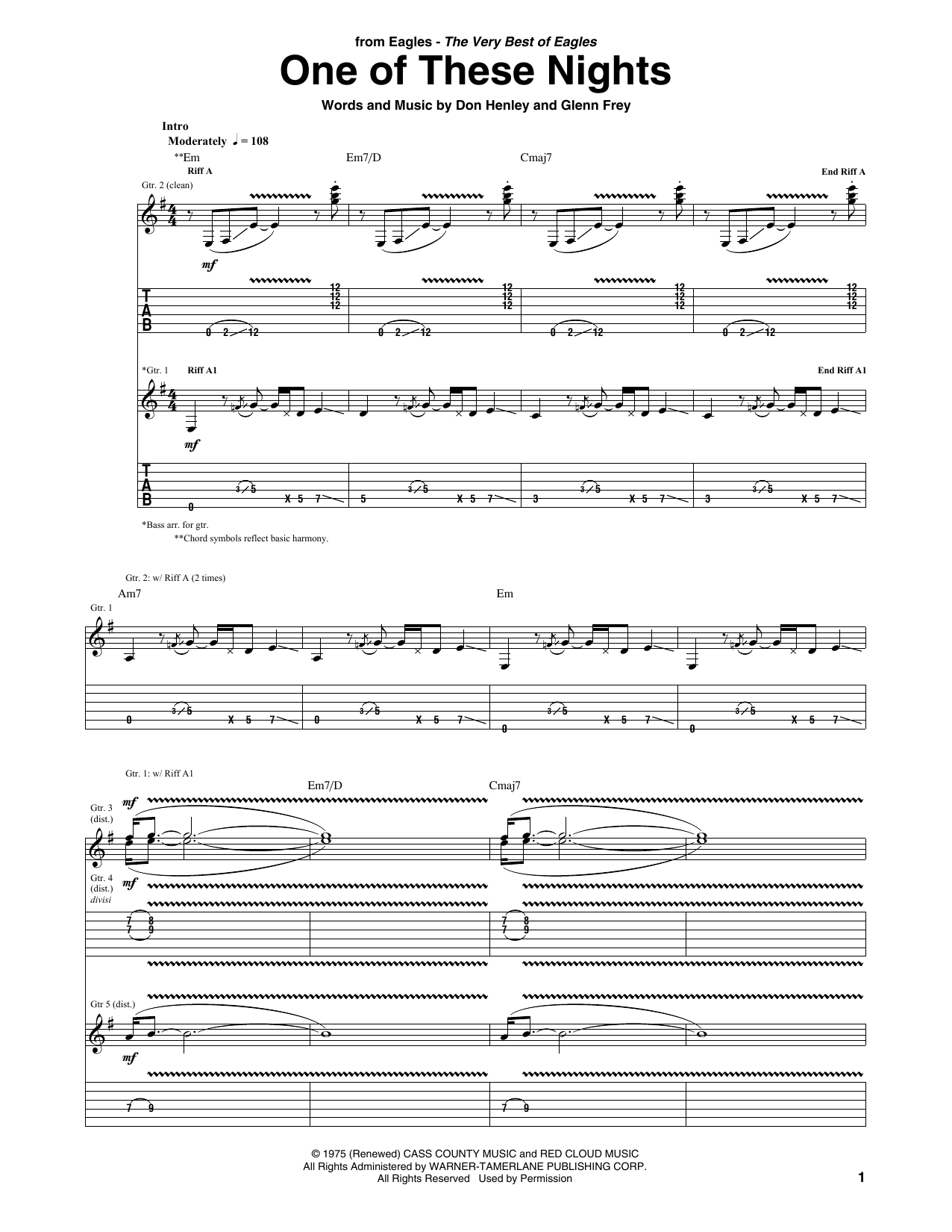 Download Eagles One Of These Nights Sheet Music