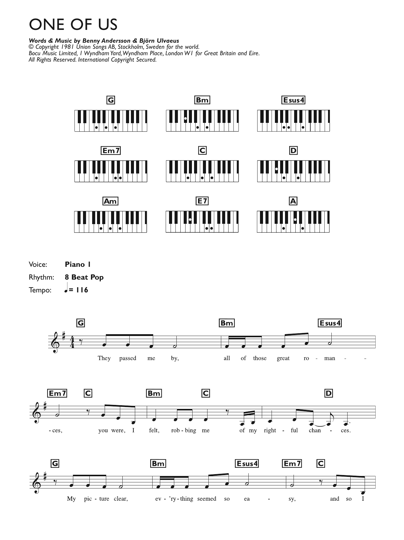 Download ABBA One Of Us Sheet Music