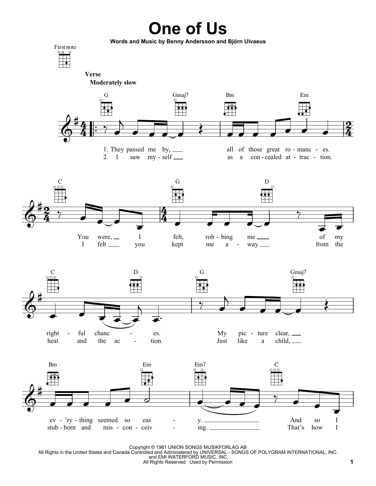 Download ABBA One Of Us Sheet Music