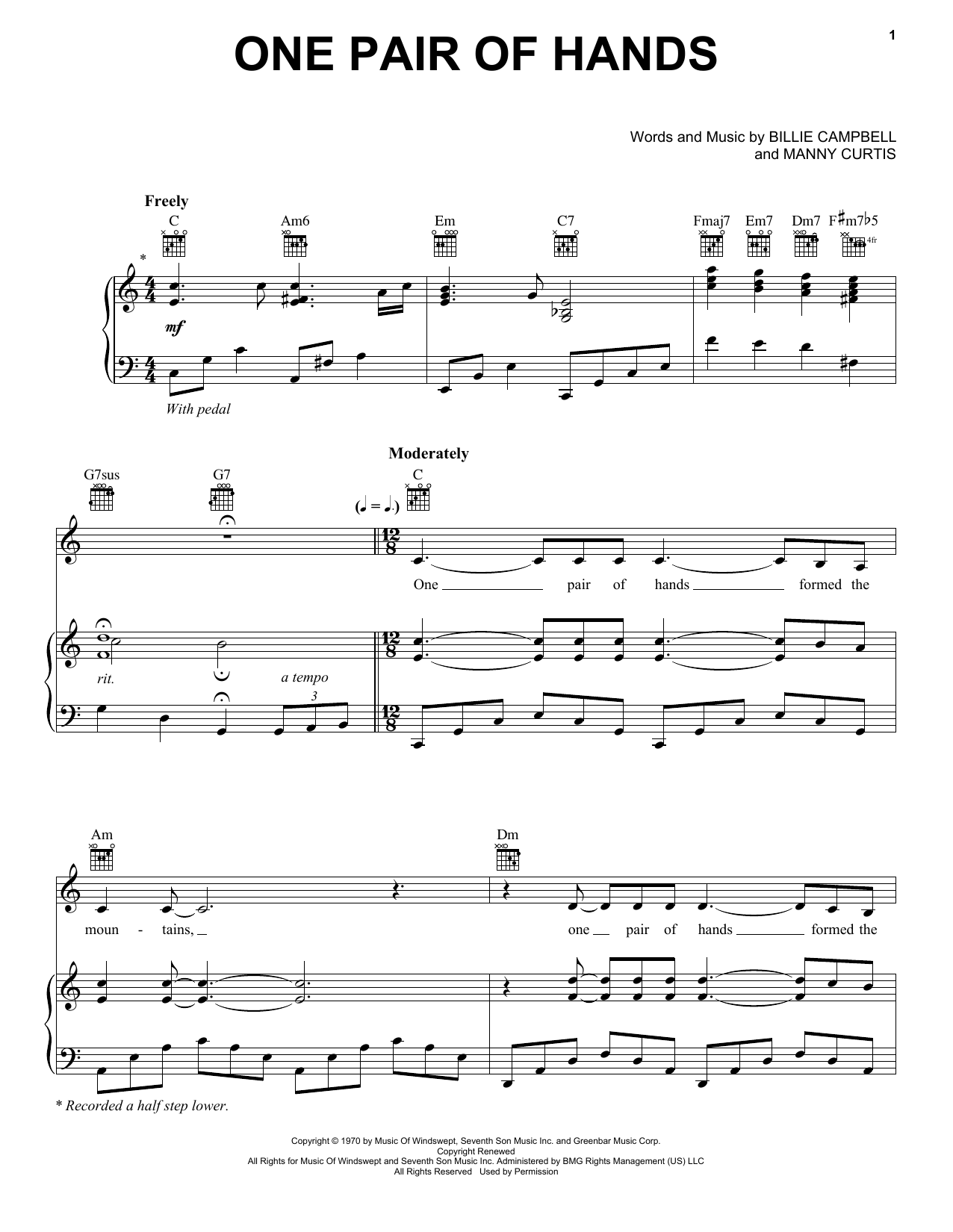 Download Carroll Roberson One Pair Of Hands Sheet Music